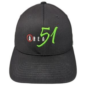 Area 51 Fitted Baseball Cap Black One Size Embroidered 6 Panel Flexfit Yupoong